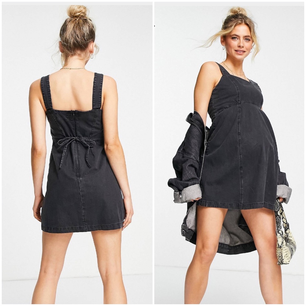 Maternity Soft Denim A-Line Mini Dress